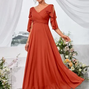 Robe demoiselle d'honneur col en V