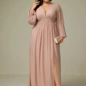 Robe demoiselle d'honneur grande taille manches longues