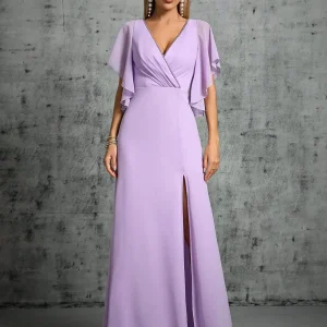 Robe demoiselle d'honneur longue lilas