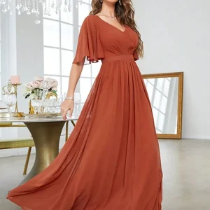 Robe demoiselle d'honneur longue terracotta