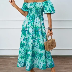Robe été florale épaules dénudées midi