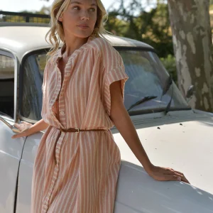 Robe Anna rayé argile