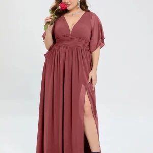 Robe invitée mariage grande taille mauve rosé