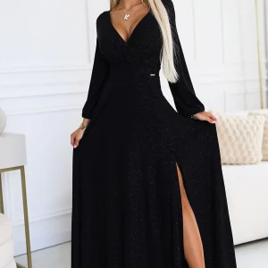 Robe de soirée paillette longue fendue