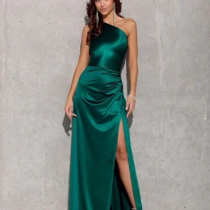 Robe satin fendue longue chic pour soirée