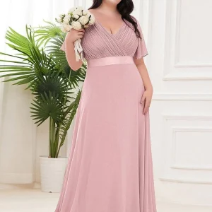 Robe pour invitée au mariage rose poudre longue