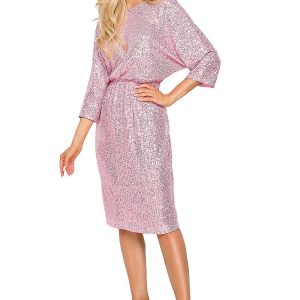 Robe sequin rose dos nu