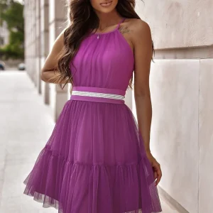 Robe en tulle violette courte