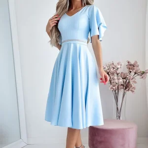 Robe midi drapée manches courtes