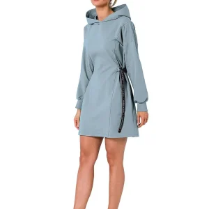 Robe sweat bleue courte manches longues