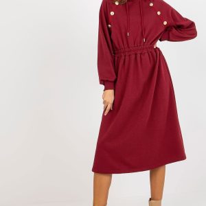 Robe sweat bordeaux midi