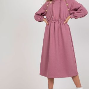 Robe sweat rose casual manches longues