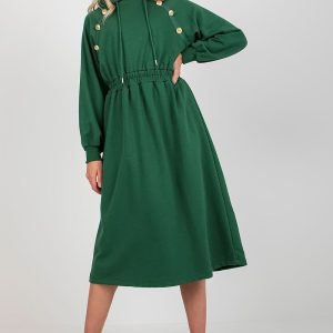 Robe sweat verte manche longue évasée