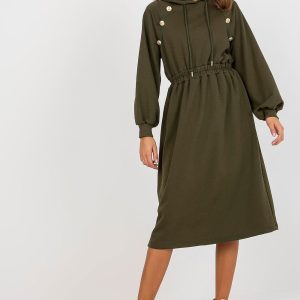 Robe sweat verte midi à manches longues