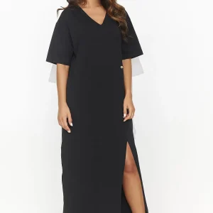 Robe T-shirt noire longue oversize