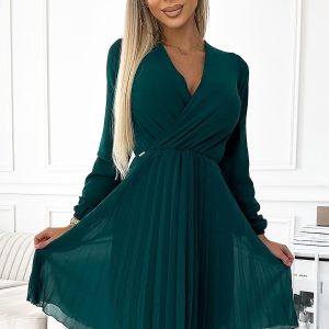 Robe verte courte plissée