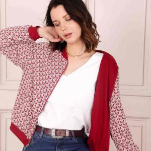 Bomber réversible rouge foncé – Femme