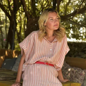 Short Lison rayé argile