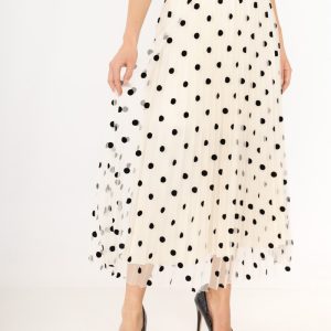 Jupe plissée réversible à imprimé petit pois