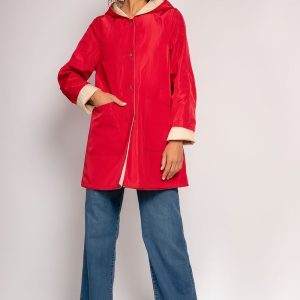 Parka Réversible Femme Imperméable – Rouge