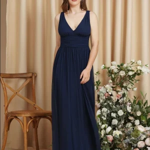 Robe demoiselle d'honneur bleue marine longue